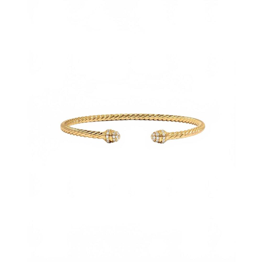 NEW SAMI JEWELS twisted bangle cuff with cubic zirconia - 6.75 in gold